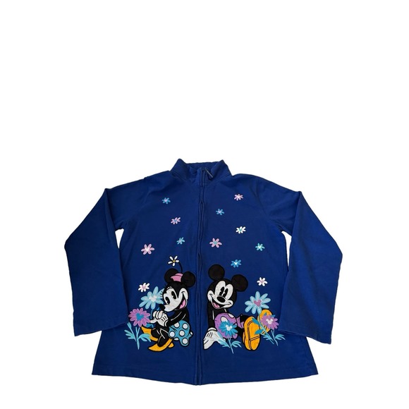 Disney Parks Minnie Mickey Goofy Blue Zip Up‎ Jacket Size M - Picture 1 of 10